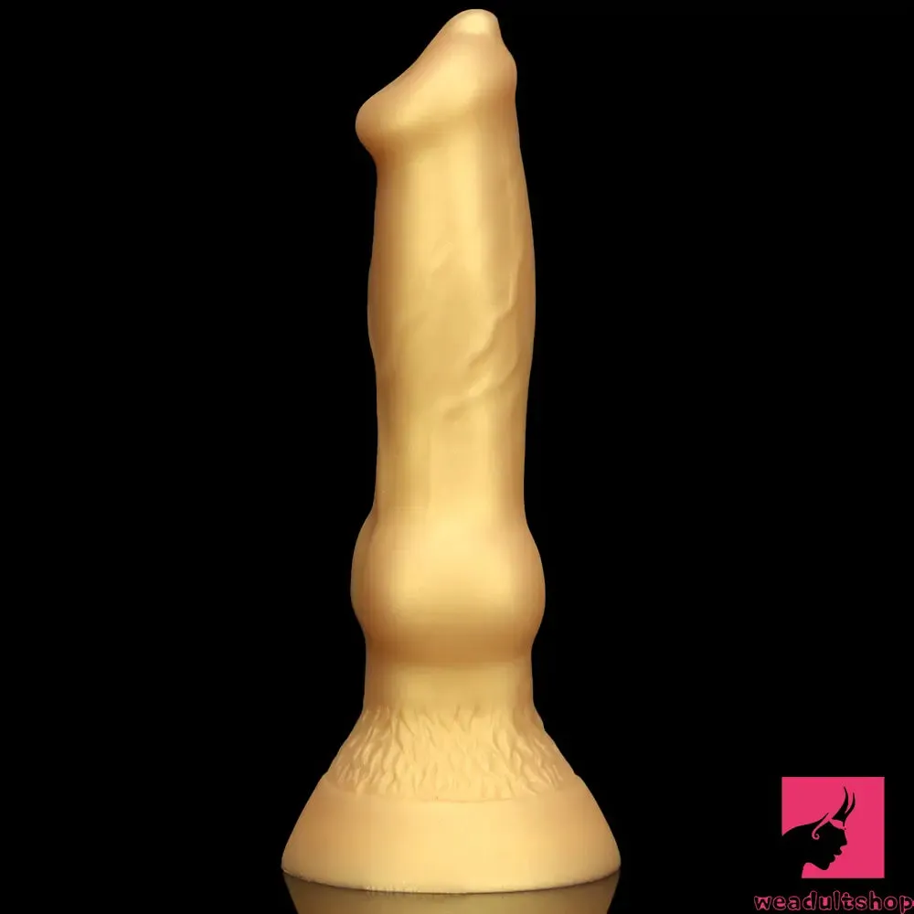 3.81in 7.48in Gold Silicone Soft Small Dog Dildo For Anal Vaginal Toy