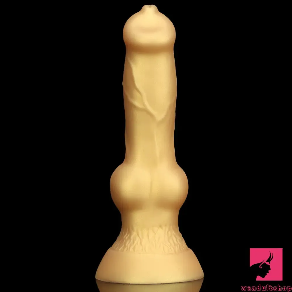 3.81in 7.48in Gold Silicone Soft Small Dog Dildo For Anal Vaginal Toy