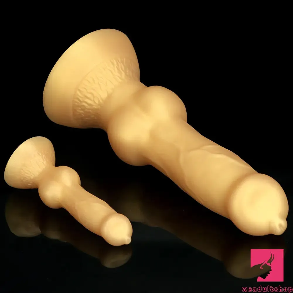 3.81in 7.48in Gold Silicone Soft Small Dog Dildo For Anal Vaginal Toy