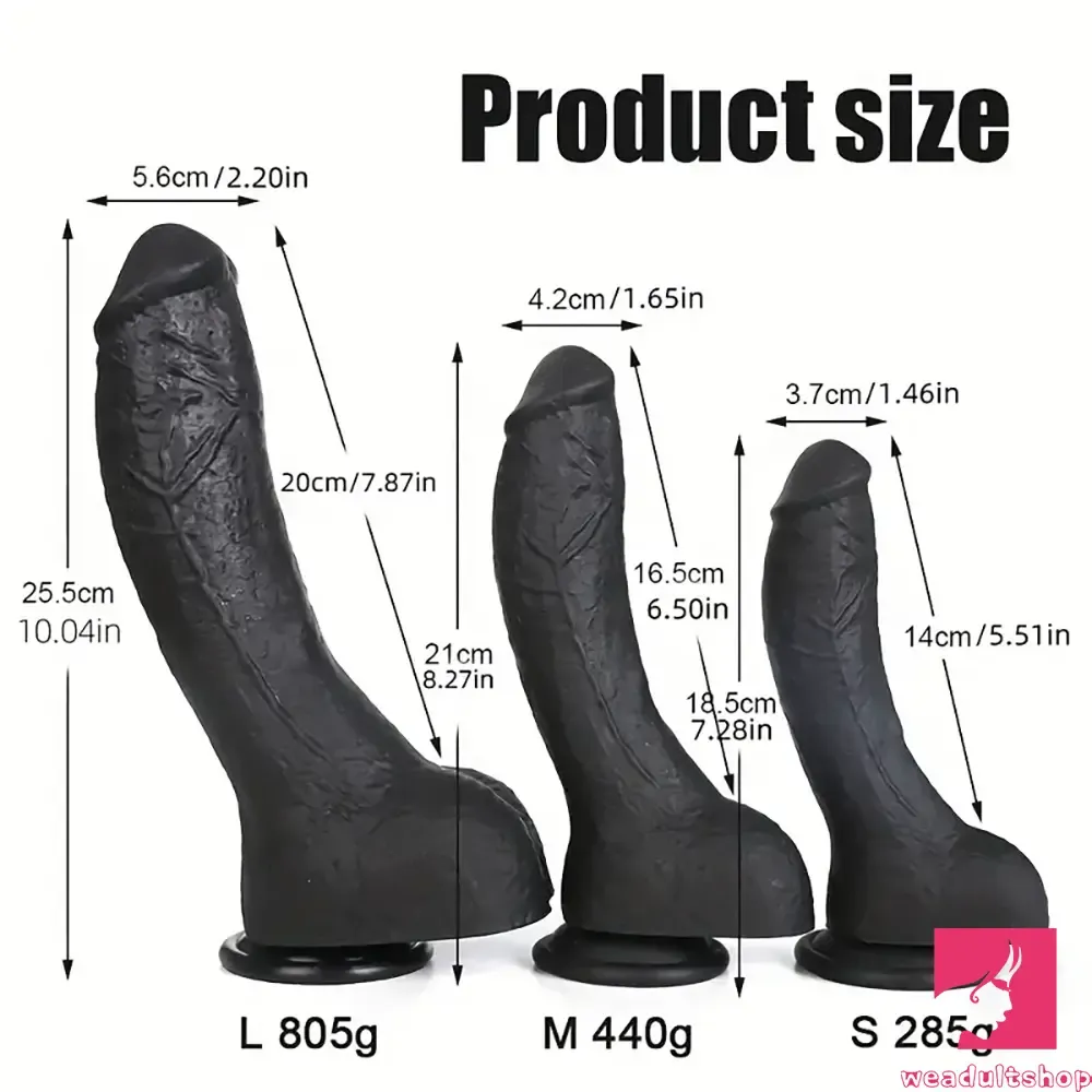 7.28in 8.27in 10.04in Soft Real Ebony Big Looking Silicone Anal Dildo