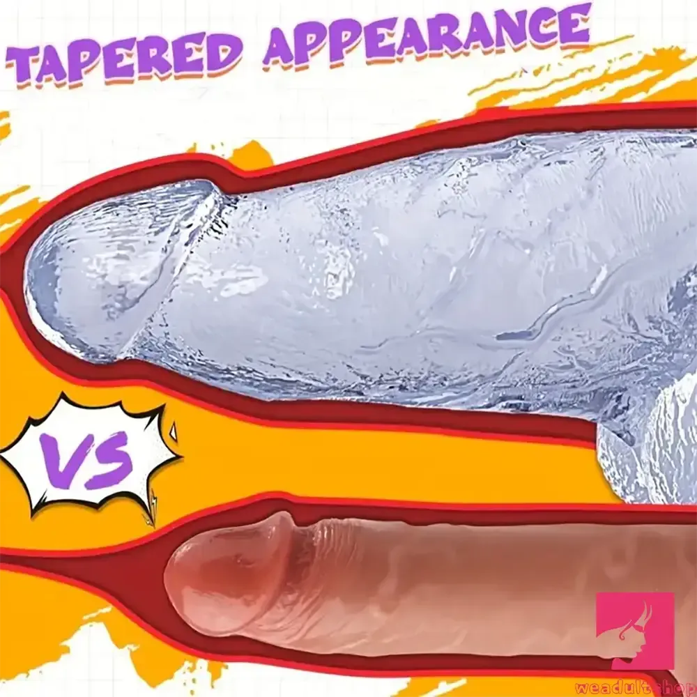 9.25in Realistic Clear Rubber Dildo With Small Conical Head Love Toy