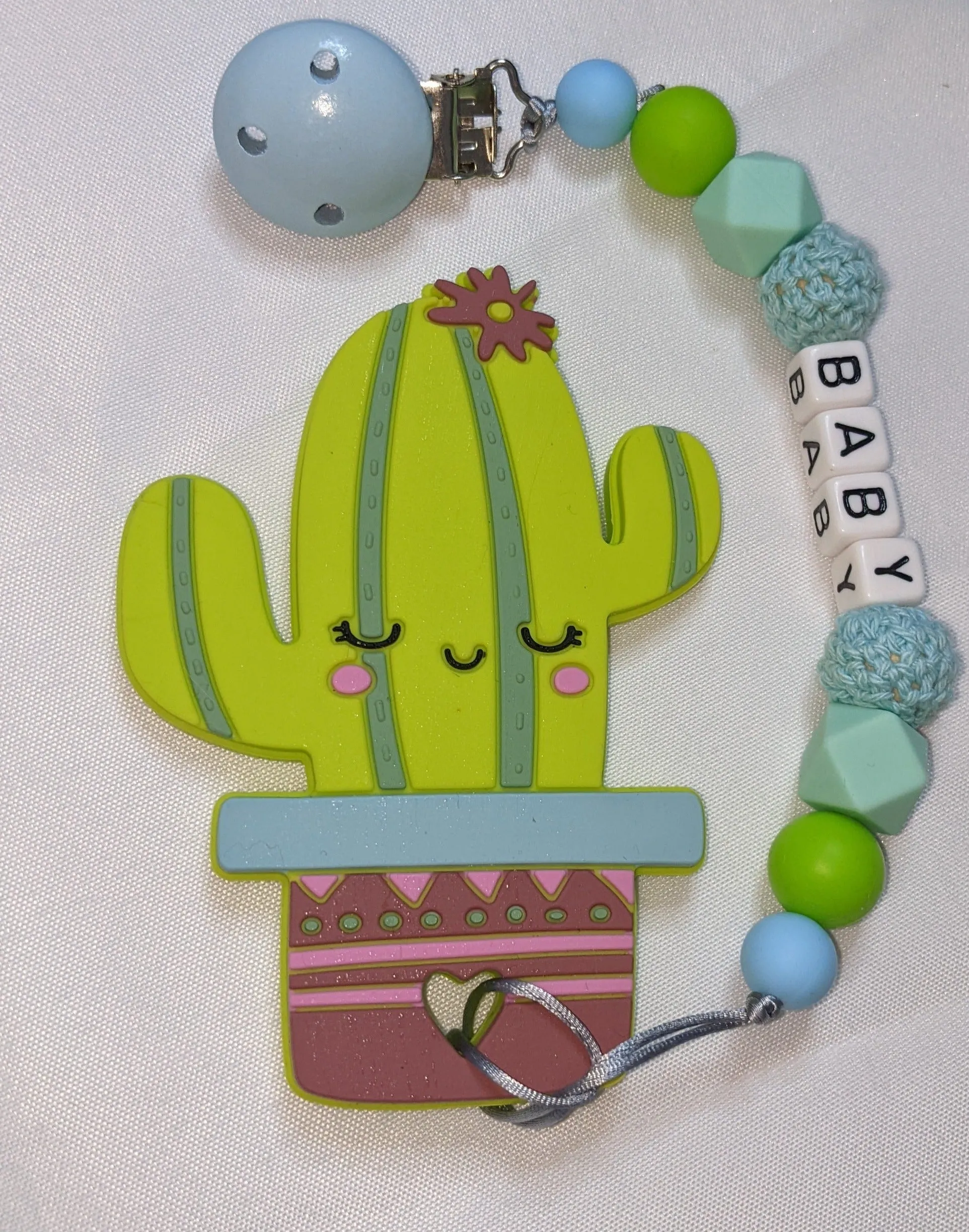 Cactus Silicone Teether Chewing Toy Pacifier Clip