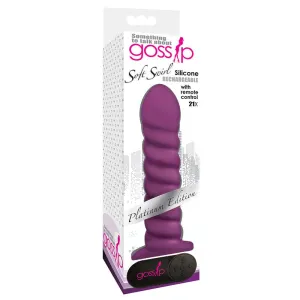 Curve Toys Gossip Soft Swirl Rechargeable Remote-Controlled Textured 7.5 in. Silicone Vibrating Dildo Violet