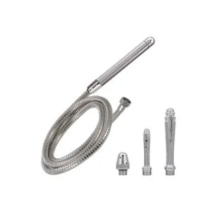 Duș anal CALEXOTICS Pro Water Works System. cu 4 capete interschimbabile. atașare ușoară la robinet. din oțel inoxidabil. argintiu