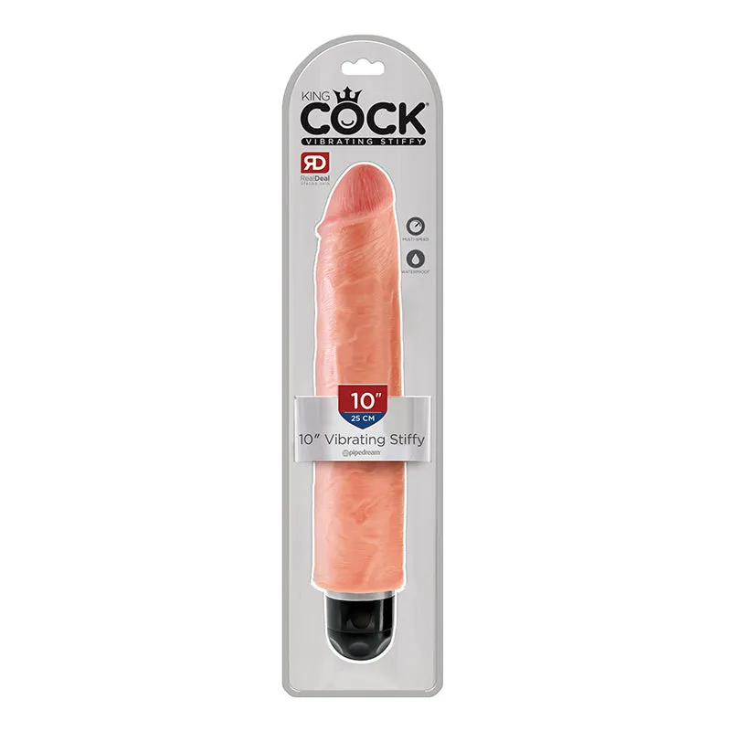 King Cock 10 in. Vibrating Stiffy Realistic Dildo Beige