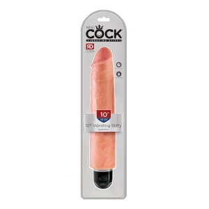 King Cock 10 in. Vibrating Stiffy Realistic Dildo Beige