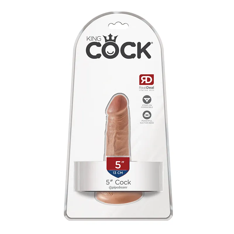 King Cock 5 in. Cock Realistic Dildo With Suction Cup Tan