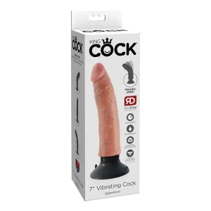 King Cock 7 in. Vibrating Cock Poseable Dildo With Suction Cup Beige