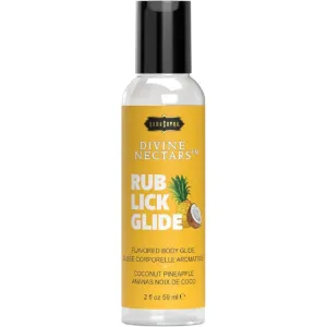 Lubrifiant cu aromă KAMASUTRA Divine Nectars Coconut Pineapple. pe bază de apă. cu aromă de cocos și ananas. 60 ml