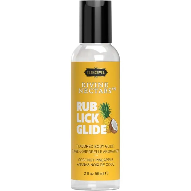 Lubrifiant cu aromă KAMASUTRA Divine Nectars Coconut Pineapple. pe bază de apă. cu aromă de cocos și ananas. 60 ml