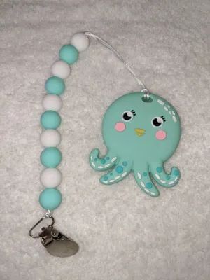 Ocean Octopus Silicone Teether Chewing Toy Pacifier Clip