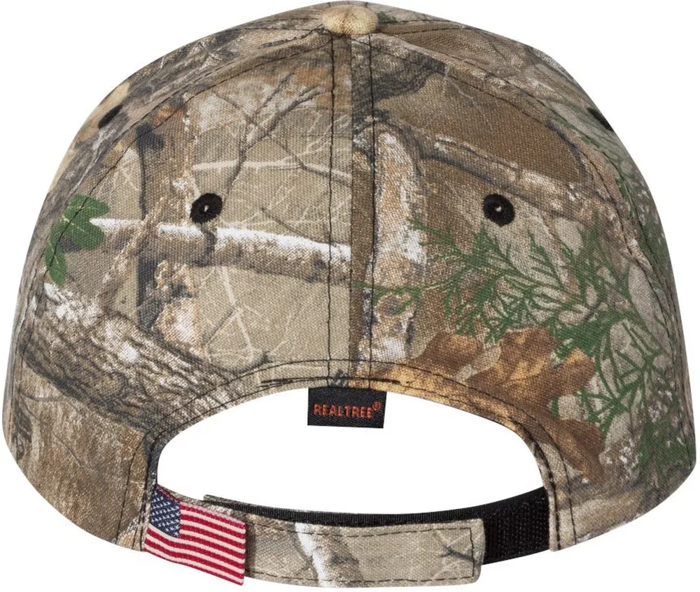 Outdoor Cap Camo with Flag Sandwich Visor Cap