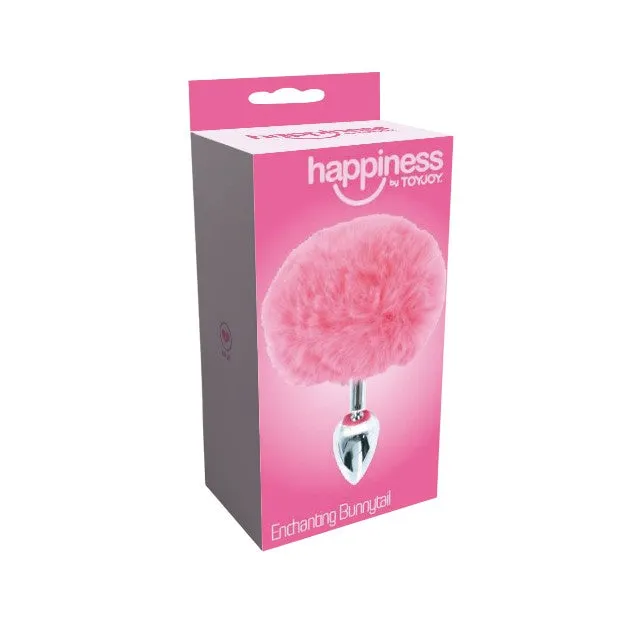 Plug anal TOYJOY Enchanting Bunnytail. din aluminiu. cu bază în formă de coadă de iepuraș. lungime 7 cm. diametru 2.6 cm. culoare roz