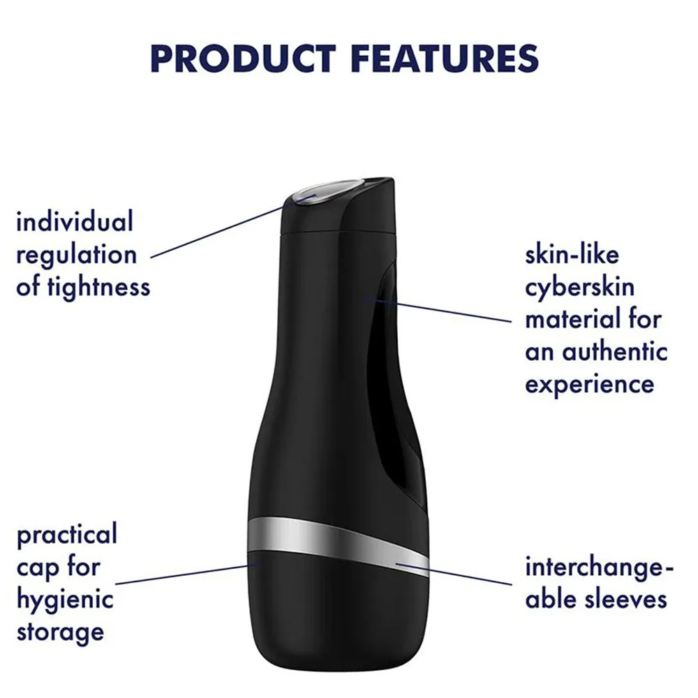 Satisfyer Men Classic Vacuum Seal Male Textured Cyberskin Masturbator Black