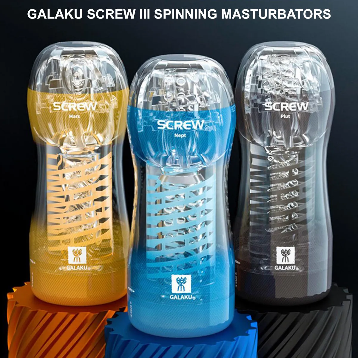 Screw III Pluto Male Masturbator Spinning Stroker Pocket Pussy Cup