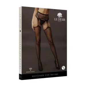 Shots Le Desir Suspender Rhinestone Pantyhose Black O/S