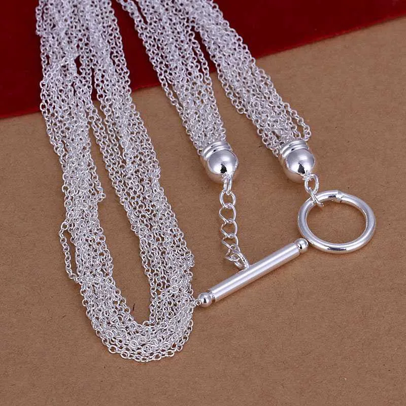 silver plated Chain 1 Line TO Necklaces Pendants Men jewelry 232 ELY