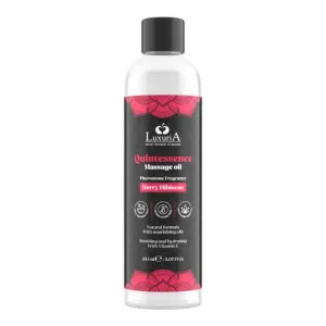 Ulei de masaj LUXURIA Quintessence Berry Hibiscus. cu vitamina E și feromoni. cu aromă de zmeură și hibiscus. 150 ml