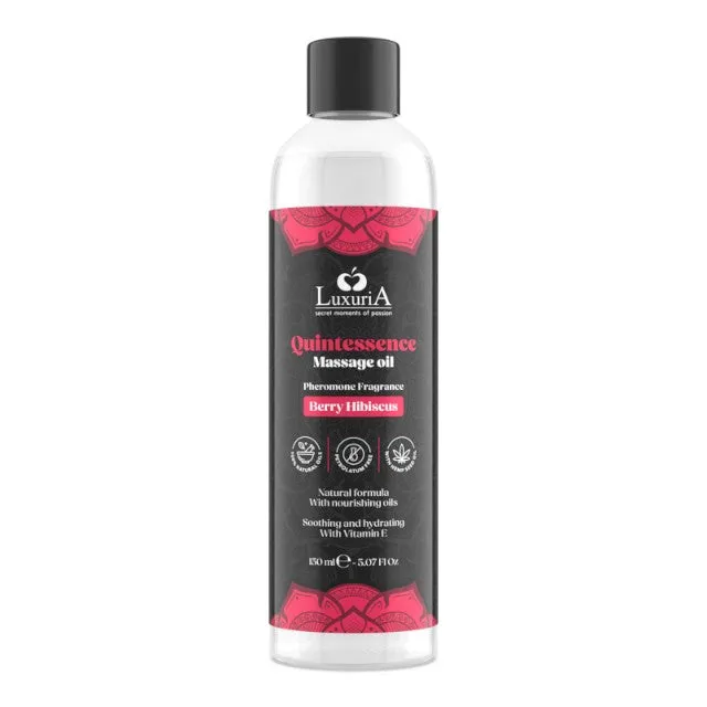 Ulei de masaj LUXURIA Quintessence Berry Hibiscus. cu vitamina E și feromoni. cu aromă de zmeură și hibiscus. 150 ml