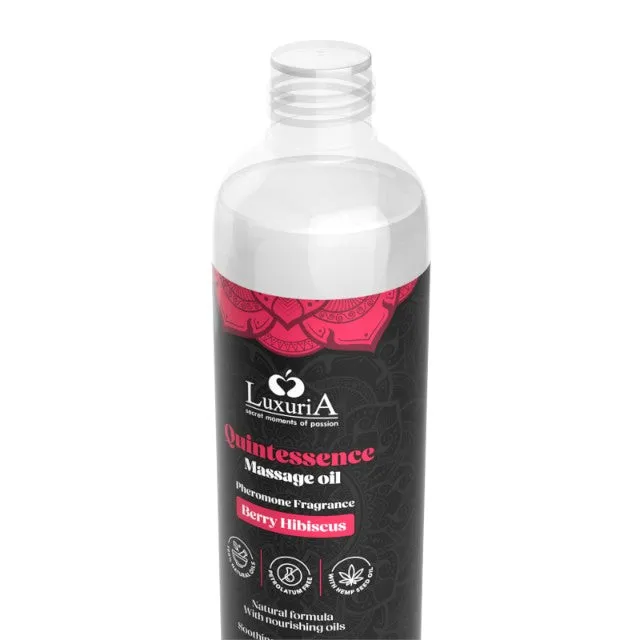 Ulei de masaj LUXURIA Quintessence Berry Hibiscus. cu vitamina E și feromoni. cu aromă de zmeură și hibiscus. 150 ml